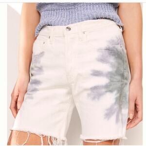 EDWIN Jean Shorts Size 26 Denim Tie Dye NWT Cai 7” Horizon White Gray Side Slit